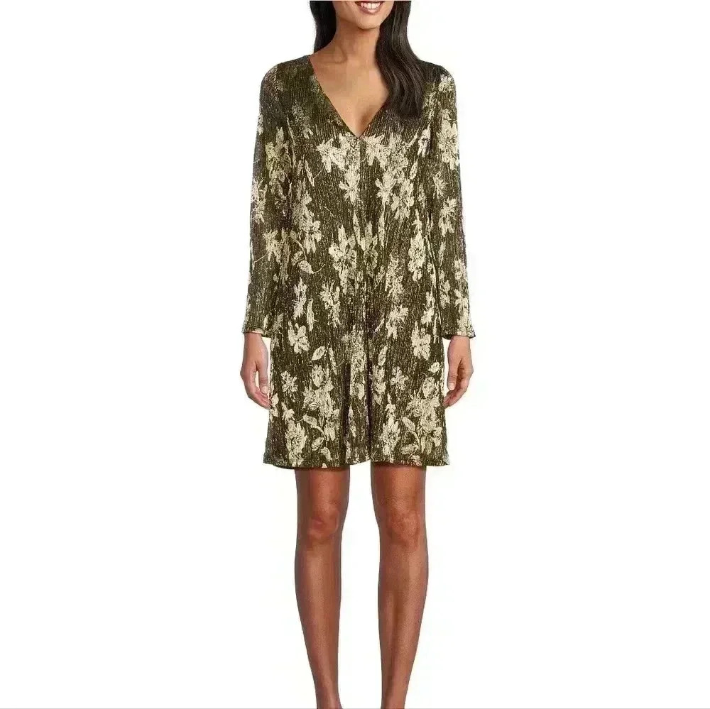 Vince Camuto Green Floral Mini Dress